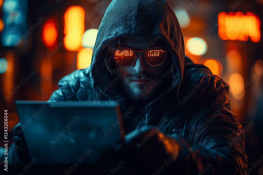 A hacker selling stolen credit card information on an underground forum. Bright lighting, contrast A hacker selling stolen credit card information on an underground forum. Bright lighting, contrast