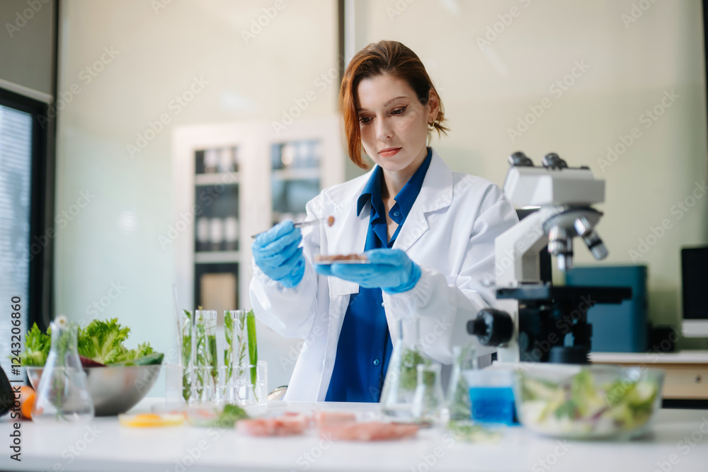 Food science as lab scientists test and analyze vegetables for safety and quality using advanced technology Food science as lab scientists test and analyze vegetables for safety and quality using advanced technology