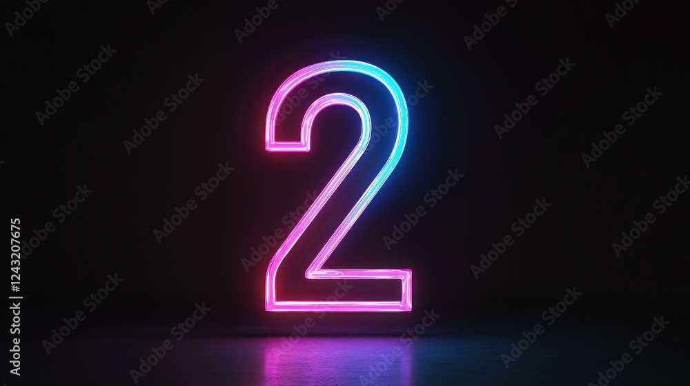 Glowing Neon Number Two Glowing Neon Number Two
