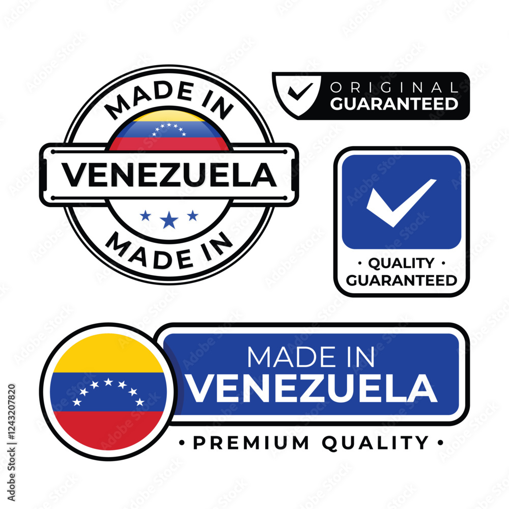 Badge bundle made in Venezuela label icon emblem isolated on white background Badge bundle made in Venezuela label icon emblem isolated on white background