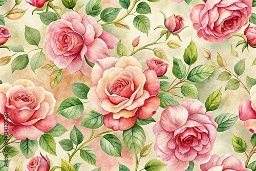 Hand-Painted Watercolor Rose Wallpaper Texture - High-Resolution Stock Photo