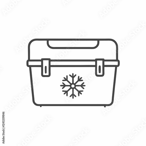 Cooler box illustration for outdoor adventures and picnics featuring a snowflake design