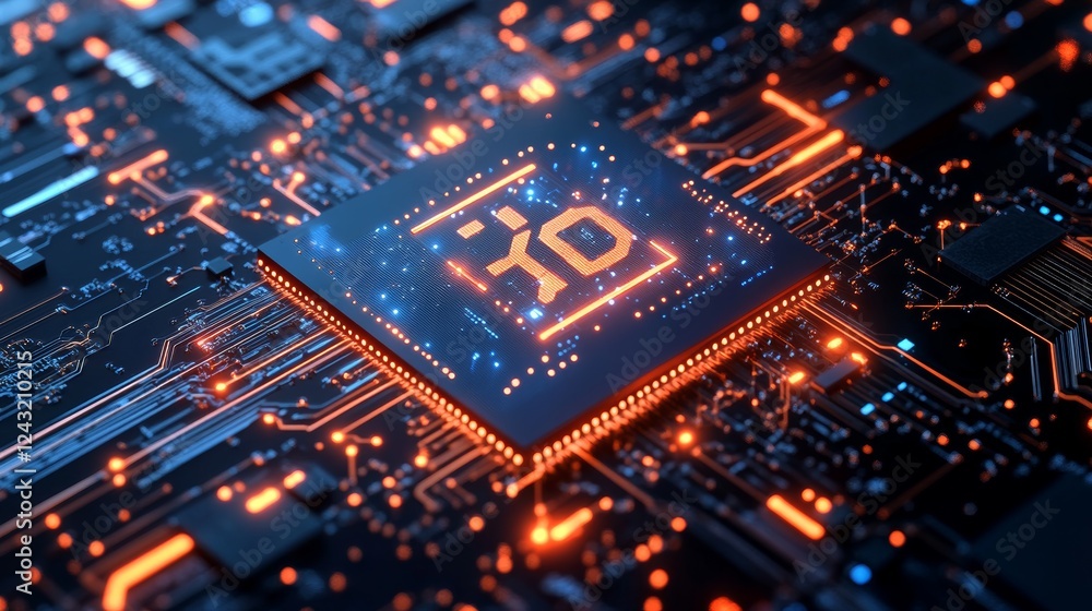 AI Artificial Intelligence chipset on circuit board in futuristic concept suitable for future technology artwork, Web Banner Abstract background, High tech technology geometric and connection system AI Artificial Intelligence chipset on circuit board in futuristic concept suitable for future technology artwork, Web Banner Abstract background, High tech technology geometric and connection system