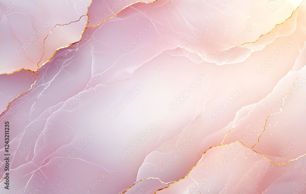 Obraz premium A stunning abstract background featuring soft pink and gold veined marble. This elegant texture can be used for modern design projects, invitations, and presentations.