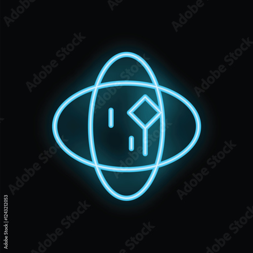 Blue glowing neon line cryptocurrency coin ethereum eth icon isolated on black background. Altcoin symbol. Blockchain based secure crypto currency