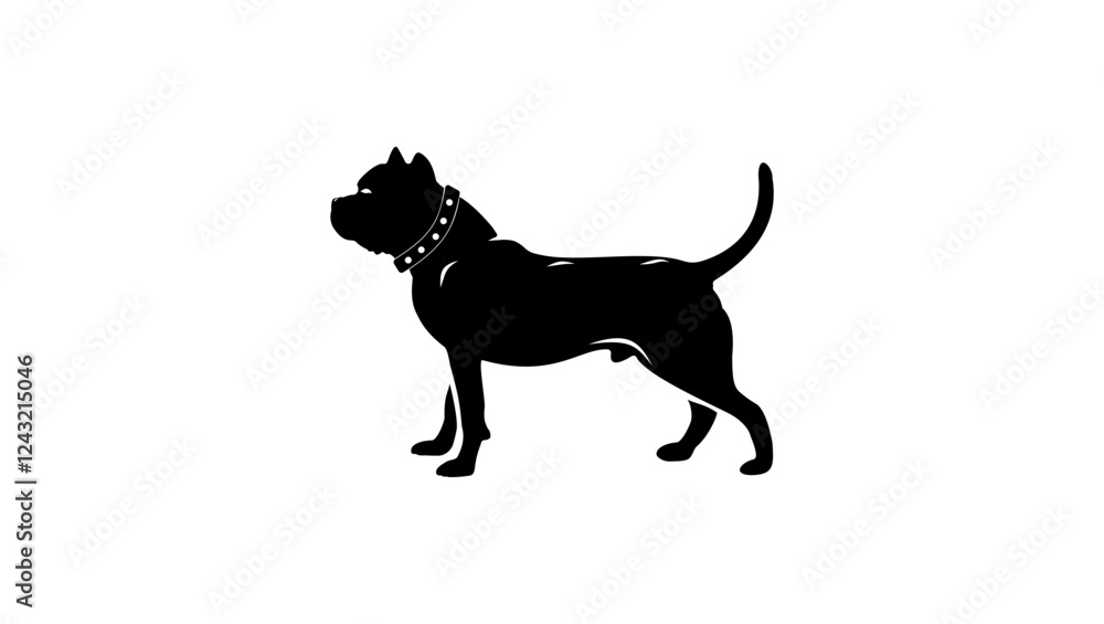 American Bully Dog, black isolated silhouette American Bully Dog, black isolated silhouette