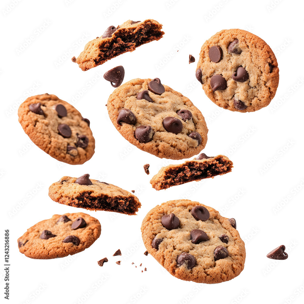Chocolate chip cookie isolated on transparent background Chocolate chip cookie isolated on transparent background
