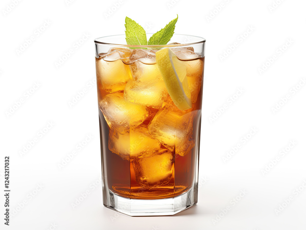 Refreshing Iced Tea with Lemon and Mint in Glass Refreshing Iced Tea with Lemon and Mint in Glass