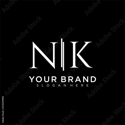 NK letter monogram logo with bussines style dsign