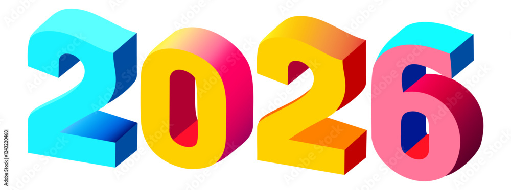 2026. Vibrant vector lettering. Happy New Year 2026 2026. Vibrant vector lettering. Happy New Year 2026