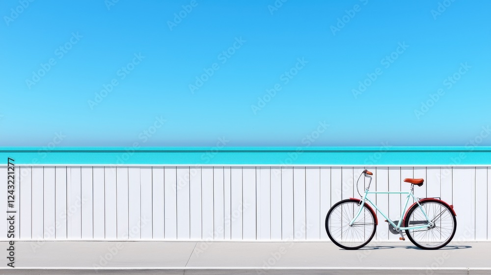 Fototapeta premium Pixel Art Bicycle by Ocean Wall