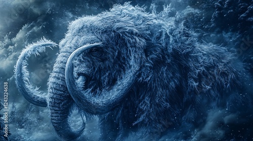 A vector illustration of an ancient glacial mammoth fur texture with icy, frost-bitten tangled hair.