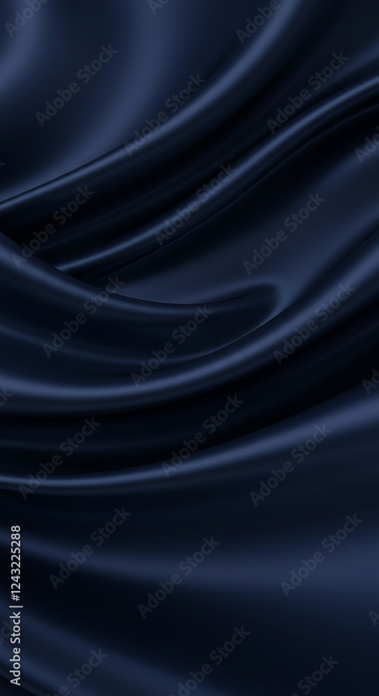 Obraz premium Luxurious Navy Blue Silk Fabric with Elegant Folds 