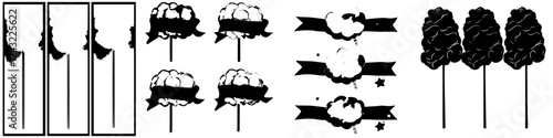 Cotton candy designs featuring various shapes and styles for carnival and festival themes