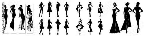 Elegance and Style in Fashion Silhouettes Showcasing Various Outfits in a Unique Arrangement