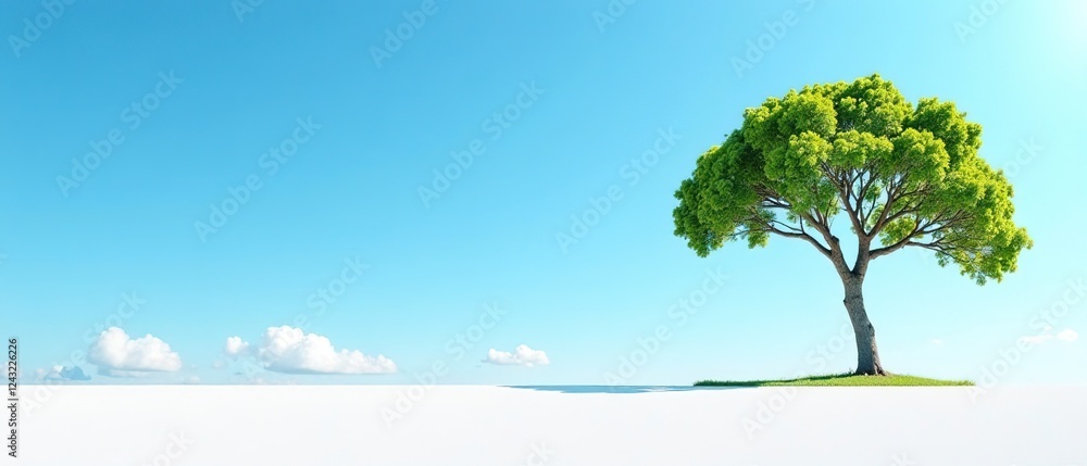 White Roof Tree Blue Sky AI Photo White Roof Tree Blue Sky AI Photo