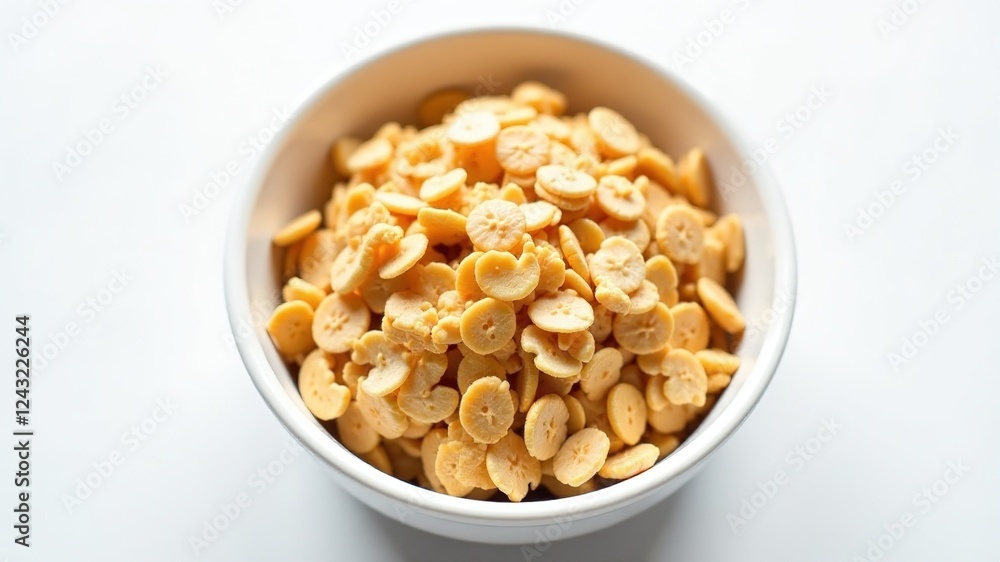 White Bowl with Oat Flakes - Top View White Bowl with Oat Flakes - Top View