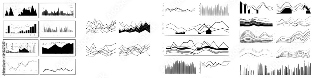 Fototapeta premium Various types of line and bar graphs demonstrating different data visualization techniques in a clear and informative manner