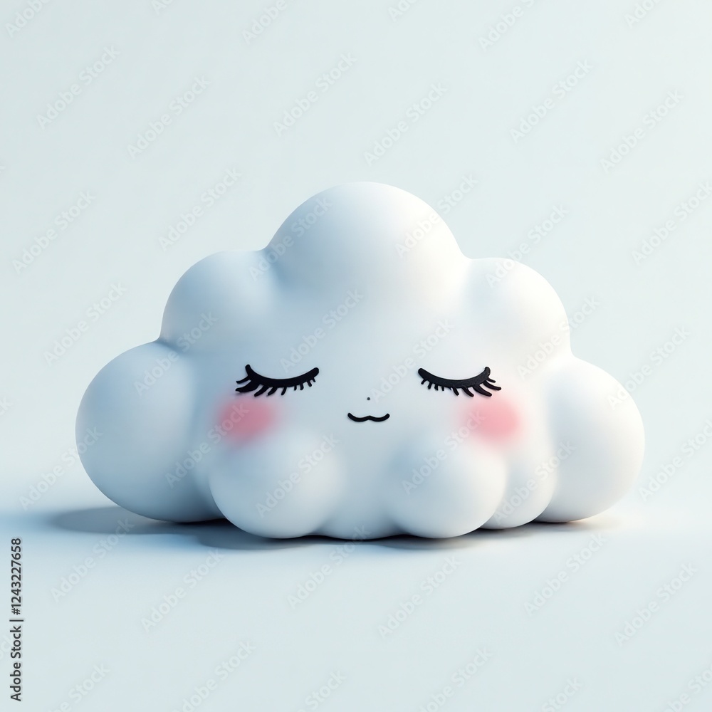 Sleepy Cloud Dreamscape - Cute Cloud with Closed Eyes Sleepy Cloud Dreamscape - Cute Cloud with Closed Eyes