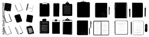 Various stationery items arranged in a creative layout for office supplies organization