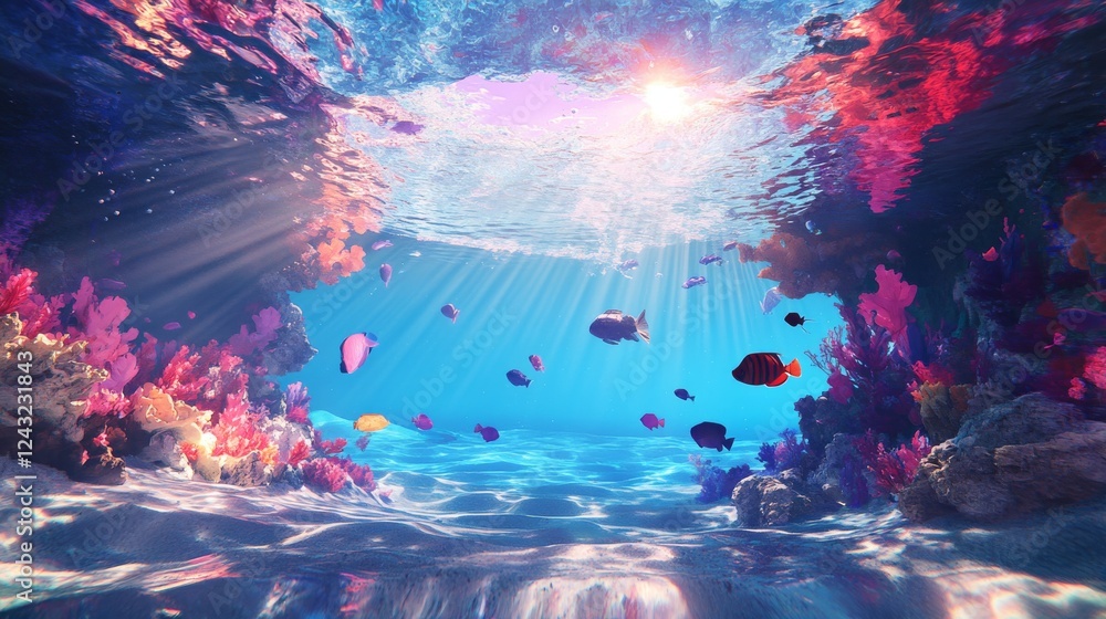 3d illustration of sea pool. piece of aquarium or ocean. 3d illustration of sea pool. piece of aquarium or ocean.