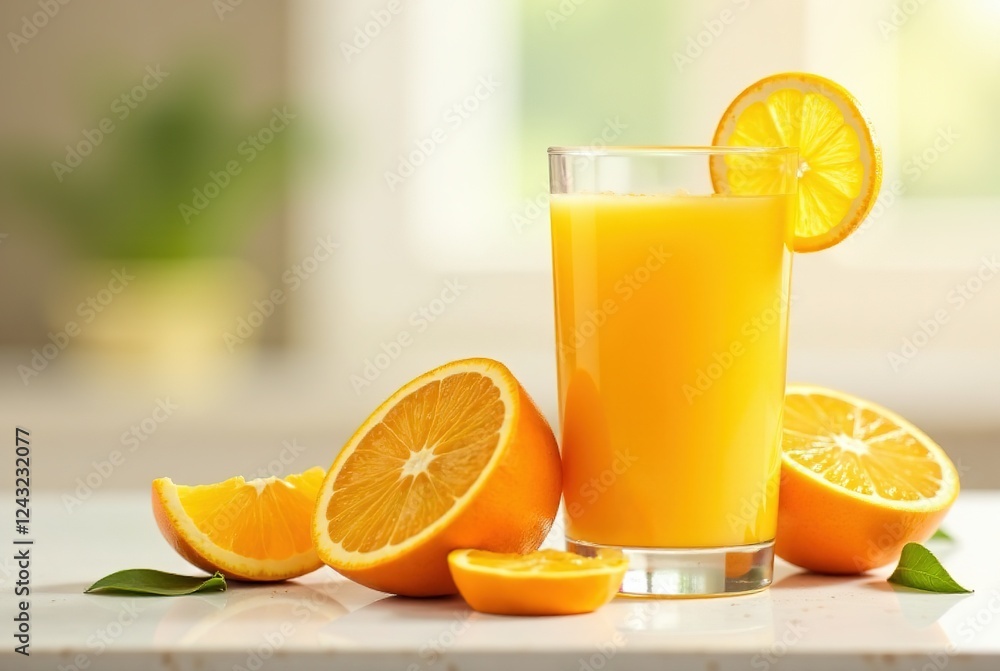 Fresh Orange Juice, Photorealistic, Bright, Refreshing Drink Fresh Orange Juice, Photorealistic, Bright, Refreshing Drink