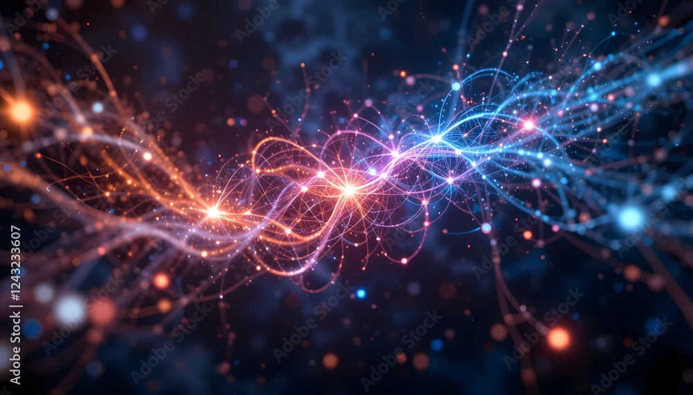 Fototapeta premium Vibrant Cosmic Network with Glowing Interconnected Nodes