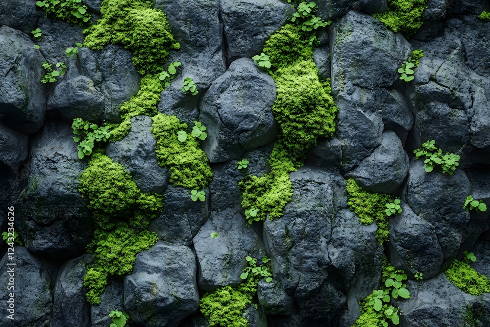 Lush Moss-Covered Stone Wall Texture Nature's Art for Design and Decor Lush Moss-Covered Stone Wall Texture Nature's Art for Design and Decor