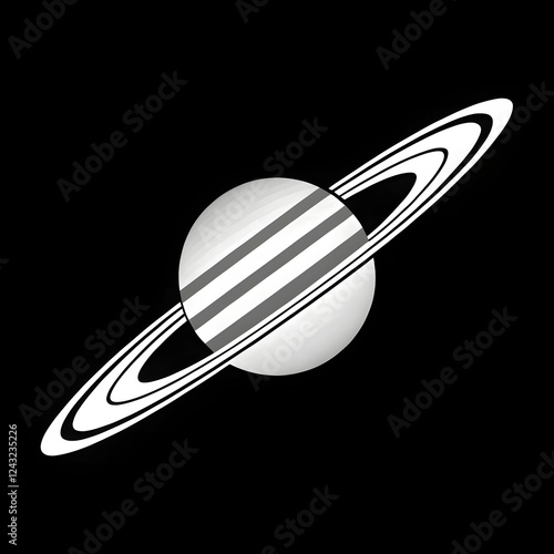 Stylized Saturn with Striped Planet and Rings