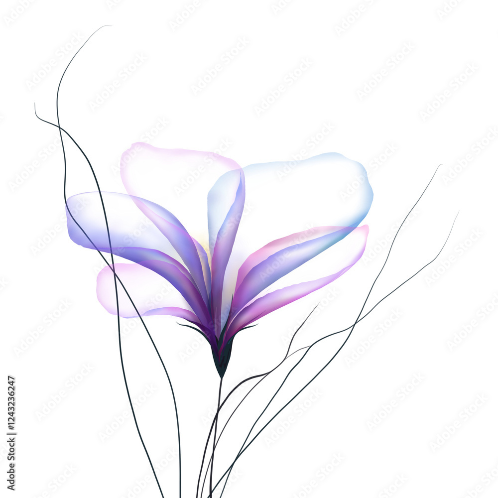 Obraz premium Flowers leaves background illustration art watercolor print art 