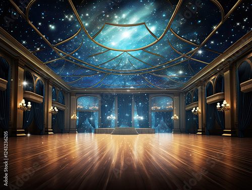 Grand Ballroom Under a Celestial Canopy: A Dreamlike Dance Hall