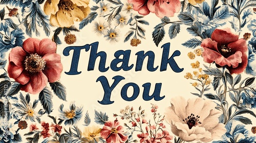 A beautifully designed card featuring vibrant flowers and the words 'Thank You' in elegant typography, perfect for expressing gratitude in various occasions.