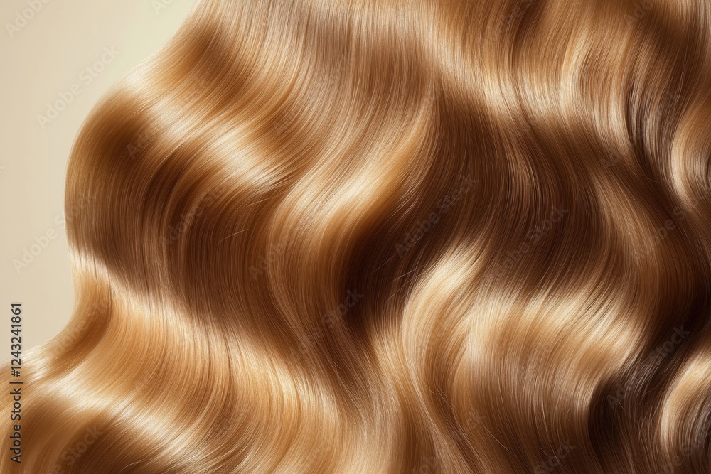 Close-up of shiny, wavy blonde hair with a smooth texture against a light background. Close-up of shiny, wavy blonde hair with a smooth texture against a light background.