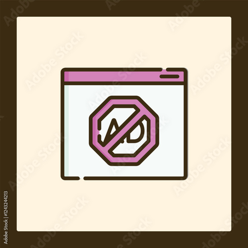 Ad Blocker Icon:  Website Privacy Protection Symbol