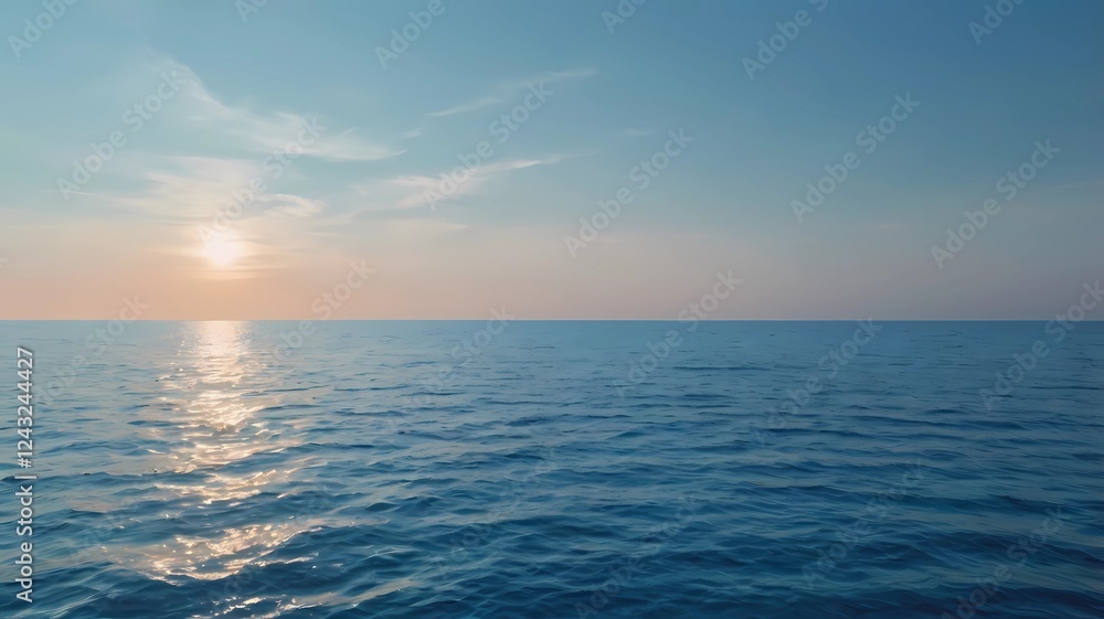 Fototapeta premium Minimalist Blue Sky and Ocean Horizon Gradient Background – High-Resolution Abstract Design