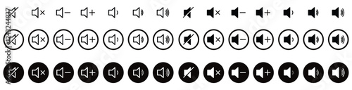 set of speaker volume icon vector symbol isolated on white.