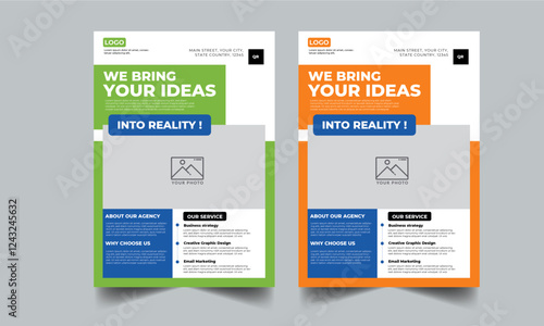 Corporate flyer design template with 2 color design concept layout