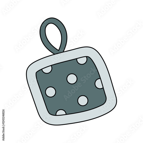 Vector illustration of a kitchen potholder with a polka dot pattern on a white background. Kitchen utensils.