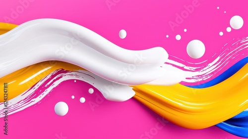 Abstract Liquid Paint Swirls on Pink Background