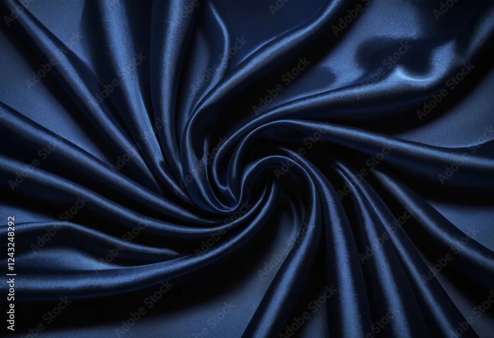 Fototapeta premium A close-up of navy blue silk fabric with a shiny, luxurious sheen