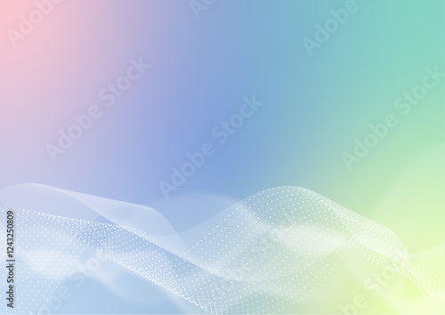 パステルカラーのグラデーション　波形デジタルイメージ背景
Pastel color gradation waveform digital image background