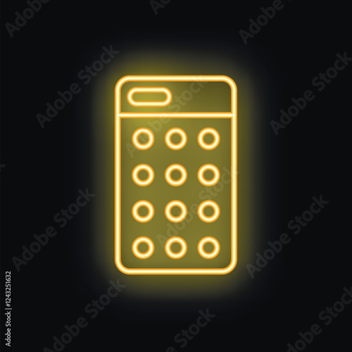 Neon remote control glowing on black background, concept for television, streaming, entertainment