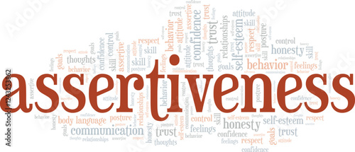 Assertiveness word cloud conceptual design isolated on white background.