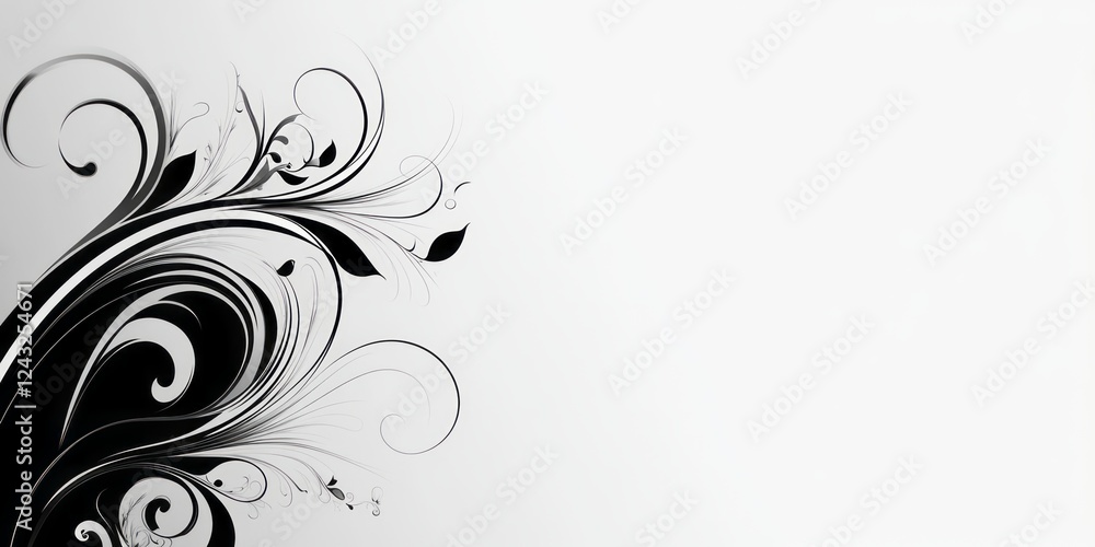 Abstract Black and White Floral Design Illustration Abstract Black and White Floral Design Illustration