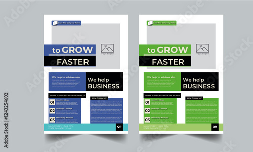 Corporate flyer design template with 2 color design concept layout