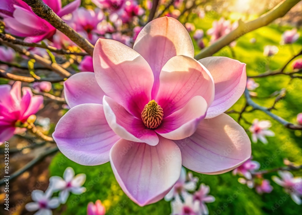 Aerial View Pink Magnolia Blossom Spring Drone Photography Aerial View Pink Magnolia Blossom Spring Drone Photography
