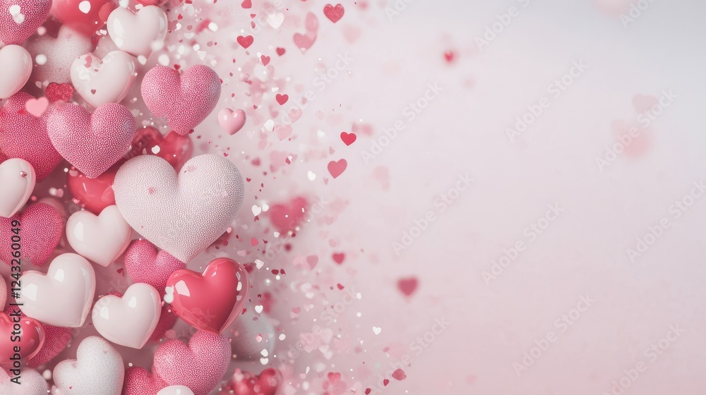 Romantic Floating Hearts on Pastel Background Romantic Floating Hearts on Pastel Background