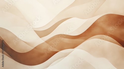 Abstract Beige and Brown Wavy Background with Soft Gradient