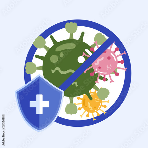 A virus trapped and neutralized by a protective shield.