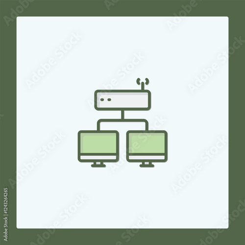 Network Icon: Wifi Router with Connected Devices